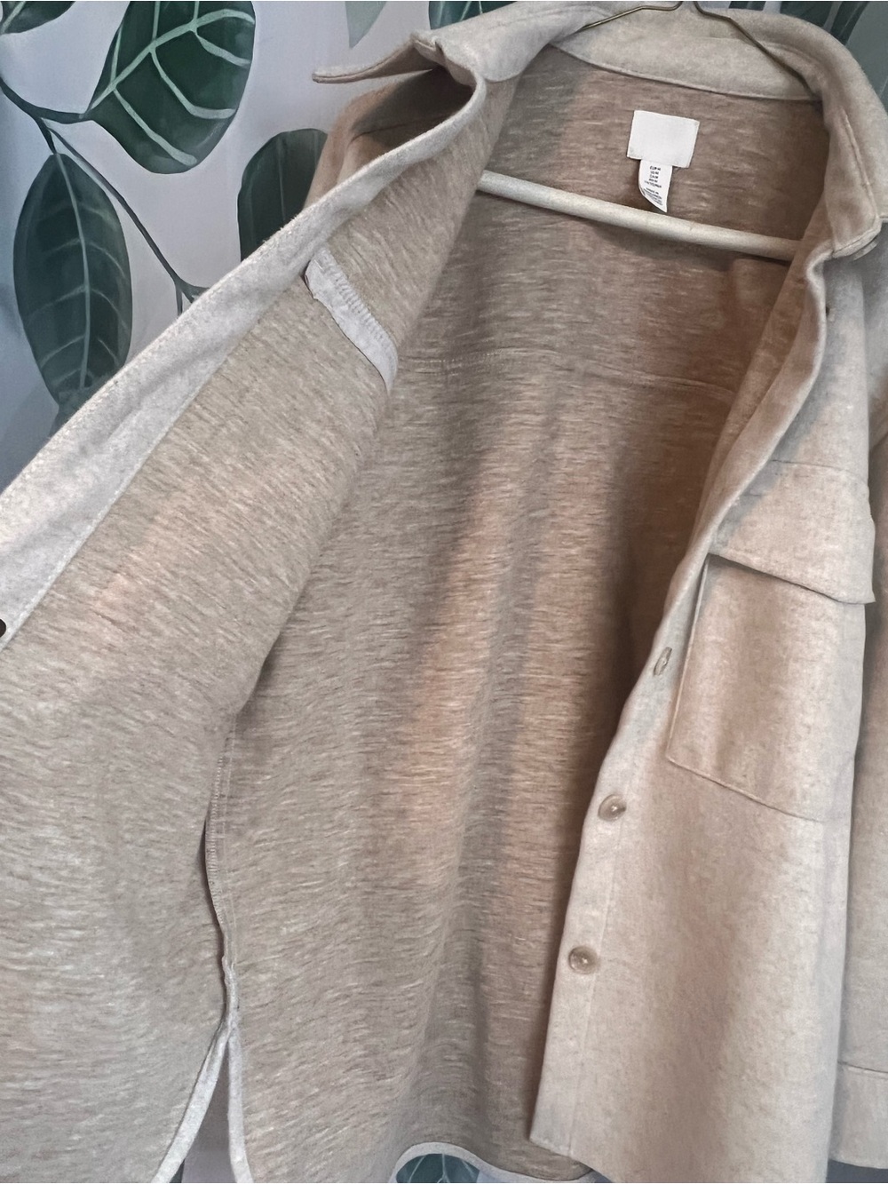 H&M Cream Button-Front Shacket with Patch Pockets - Picture 4 of 6